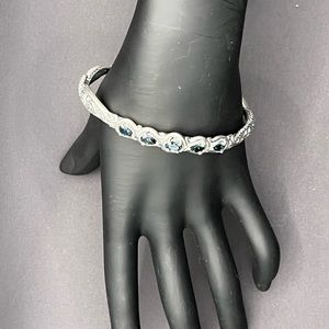 Blue Topaz 5 stone Cuff Bracelet in Sterling Silver